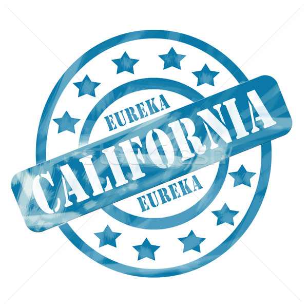 Blue Weathered California Stamp Circles and Stars Stock photo © mybaitshop