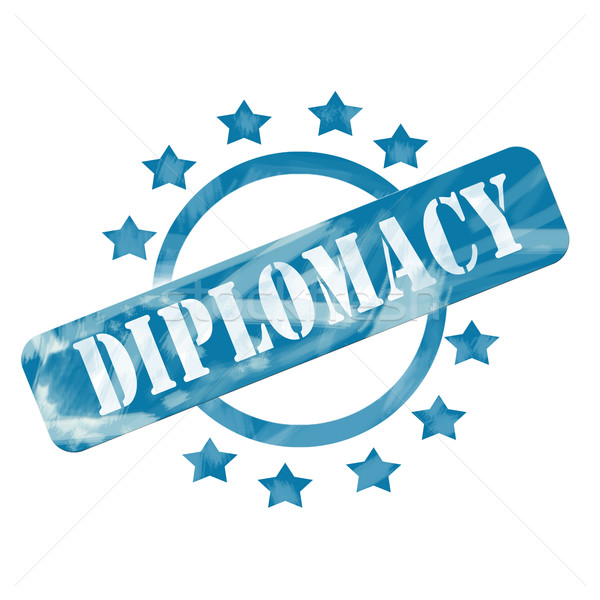 Mavi yıpranmış diplomasi damga daire Yıldız Stok fotoğraf © mybaitshop