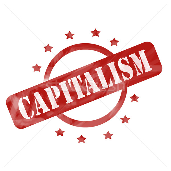 Red Weathered Capitalism Stamp Circle and Stars design Stock photo © mybaitshop