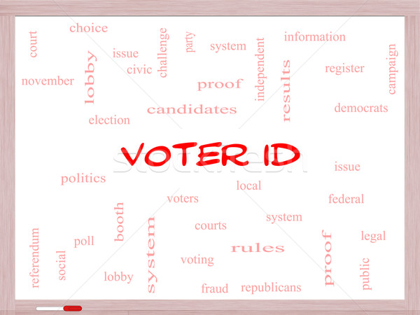 Voter ID Word Cloud Concept on a Whiteboard Stock photo © mybaitshop