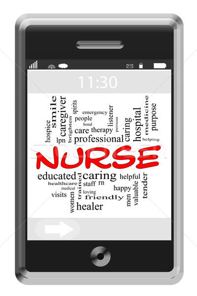 Nurse Word Cloud Concept on Touchscreen Phone Stock photo © mybaitshop