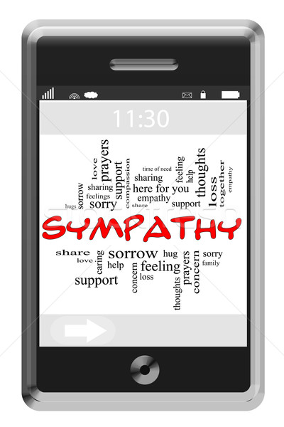 Sympathy Word Cloud Concept on Touchscreen Phone Stock photo © mybaitshop