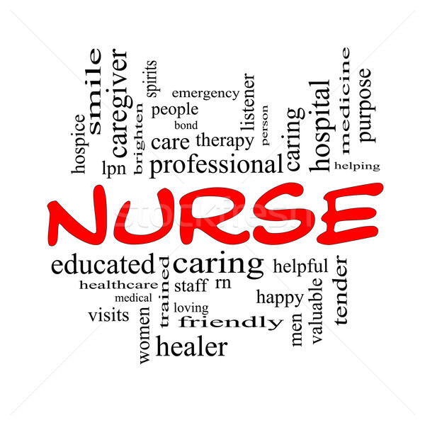 Nurse Word Cloud Concept in Red Caps Stock photo © mybaitshop