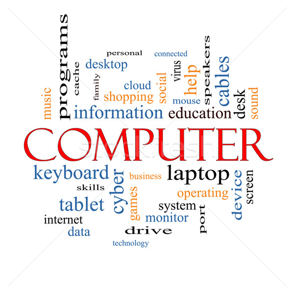 Computer woordwolk groot laptop tablet sociale Stockfoto © mybaitshop