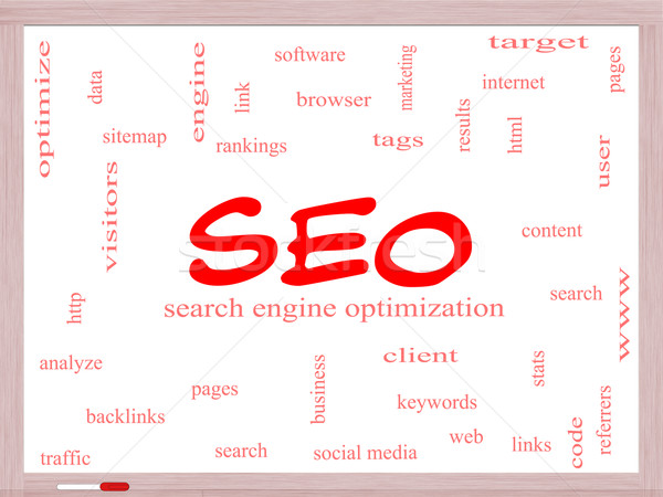Stock photo: SEO Word Cloud Concept on a Whiteboard