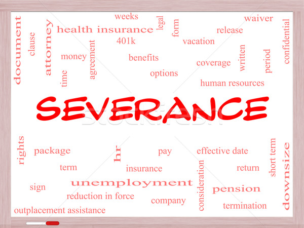 Severance Word Cloud Concept on a Whiteboard Stock photo © mybaitshop