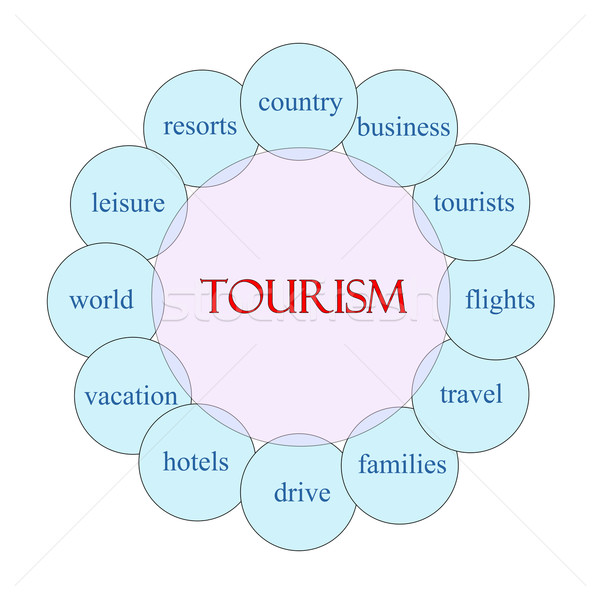 Tourismus Rundschreiben Wort Diagramm rosa blau Stock foto © mybaitshop