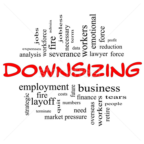 Downsizing Word Cloud Concept in red & black Stock photo © mybaitshop