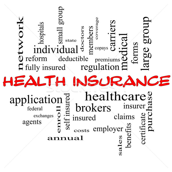 Health Insurance Word Cloud Concept in red caps Stock photo © mybaitshop