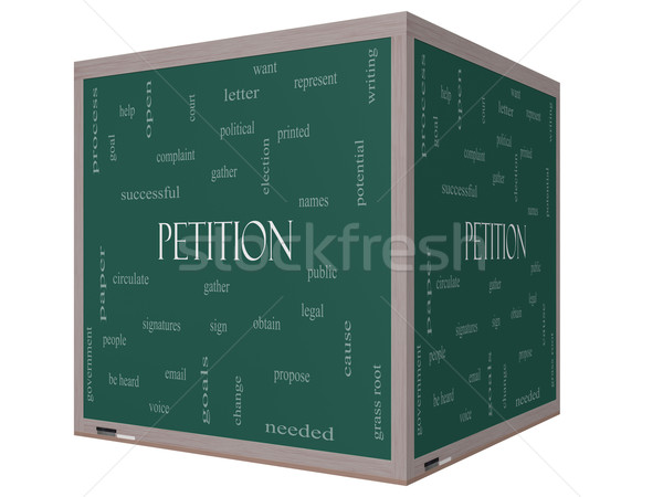 Petition Word Cloud Concept on a 3D cube Blackboard Stock photo © mybaitshop