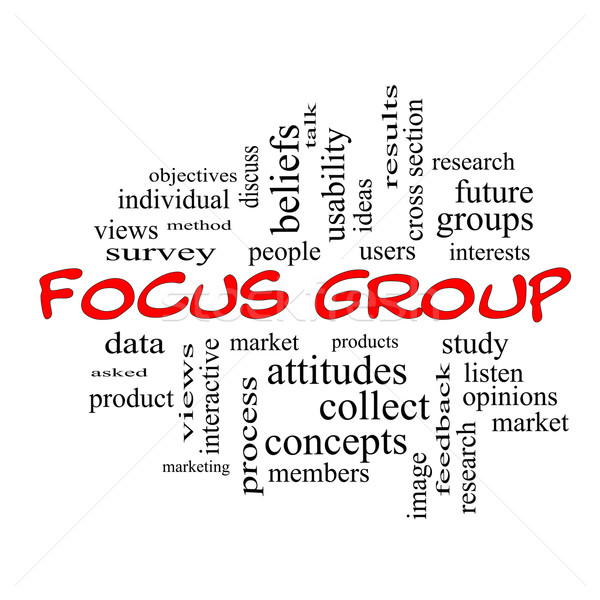 Focus Group Word Cloud Concept in red caps Stock photo © mybaitshop