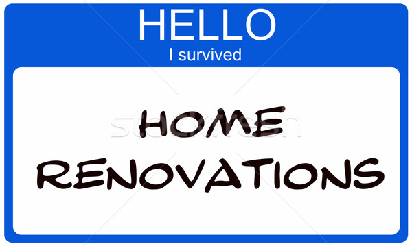 Hello I Suvived Home Renovations Blue Name Tag Stock photo © mybaitshop
