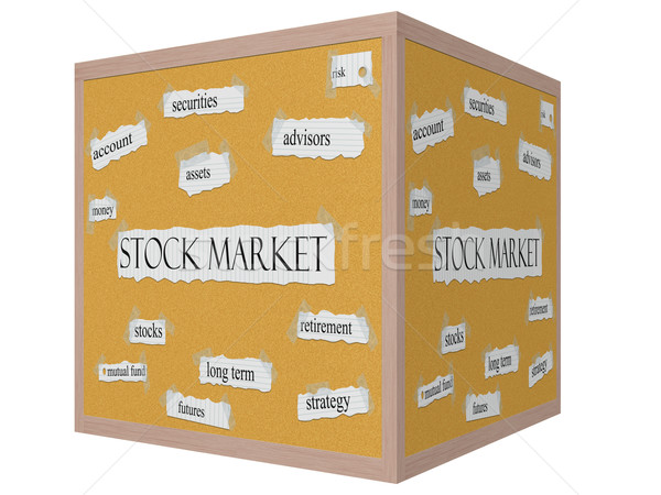 Stock Market 3D cube Corkboard Word Concept Stock photo © mybaitshop