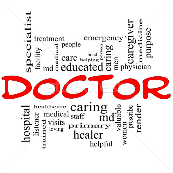 Doctor Word Cloud Concept in red and black Stock photo © mybaitshop