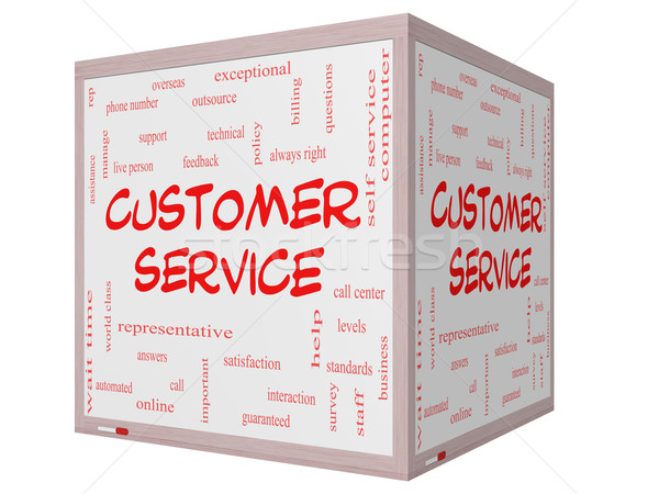 Customer Service Word Cloud Concept on a 3D cube Whiteboard Stock photo © mybaitshop