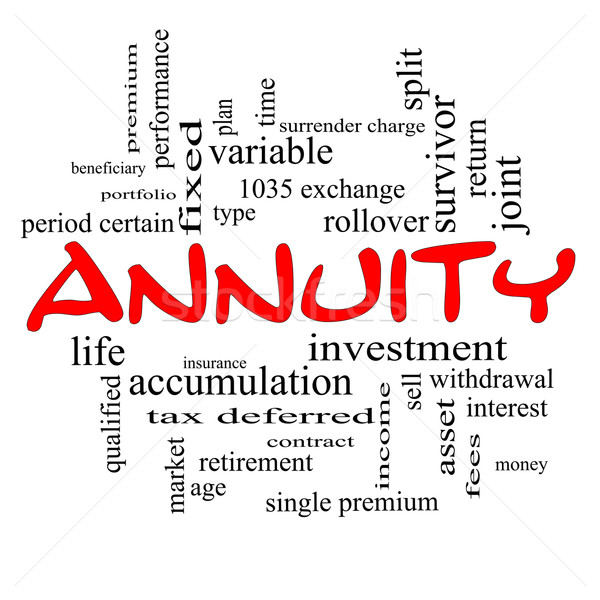 Annuity Word Cloud Concept in red caps Stock photo © mybaitshop