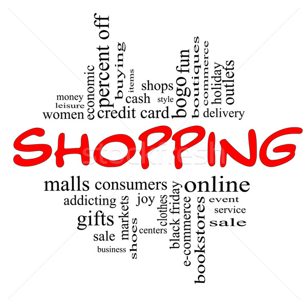 Shopping Word Cloud Concept in red & black Stock photo © mybaitshop