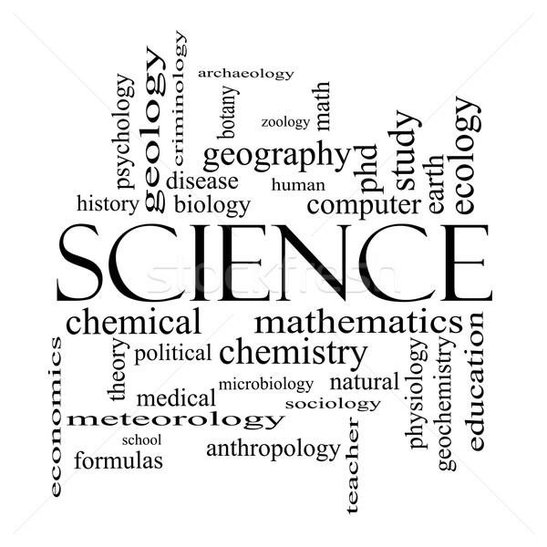 Science Word Cloud Concept in black and white Stock photo © mybaitshop