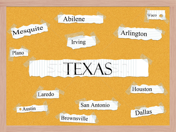 Texas State Corkboard Word Concept Stock photo © mybaitshop
