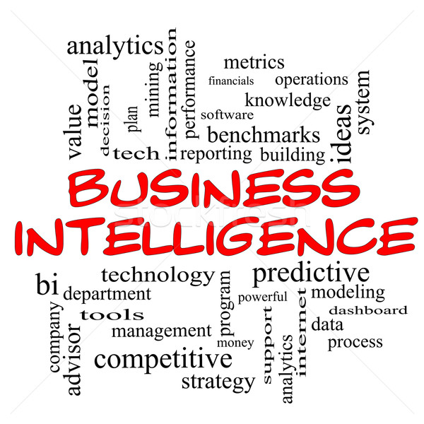 Business Intelligence Word Cloud Concept in red caps Stock photo © mybaitshop