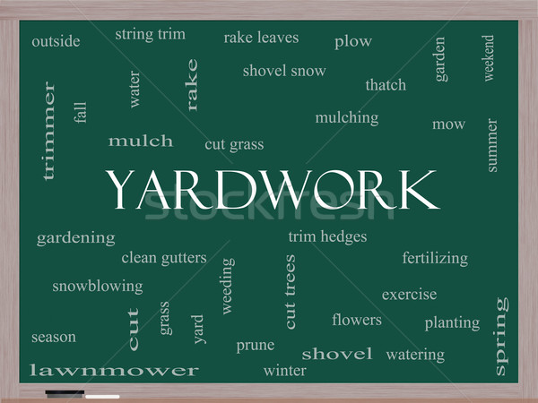 Yardwork Word Cloud Concept on a Blackboard Stock photo © mybaitshop