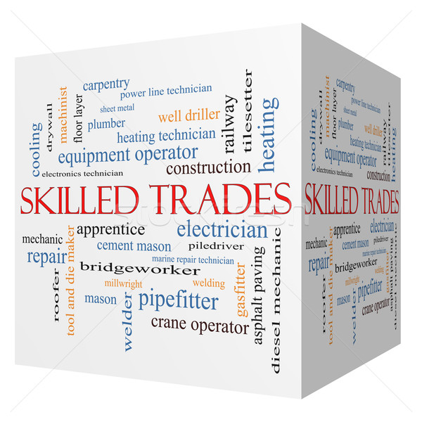 Skilled Trades 3D cube Word Cloud Concept Stock photo © mybaitshop