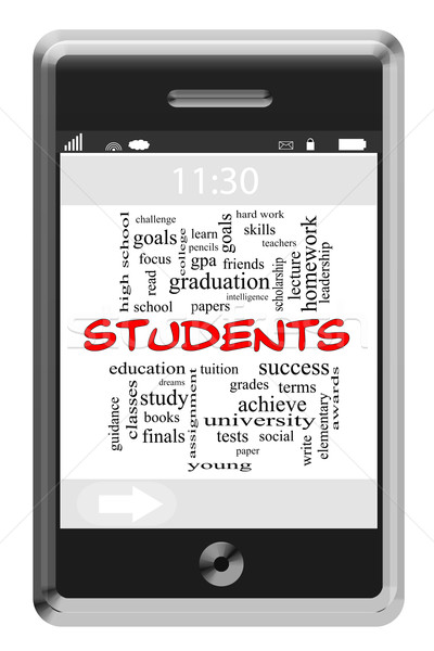 Students Word Cloud Concept on Touchscreen Phone Stock photo © mybaitshop