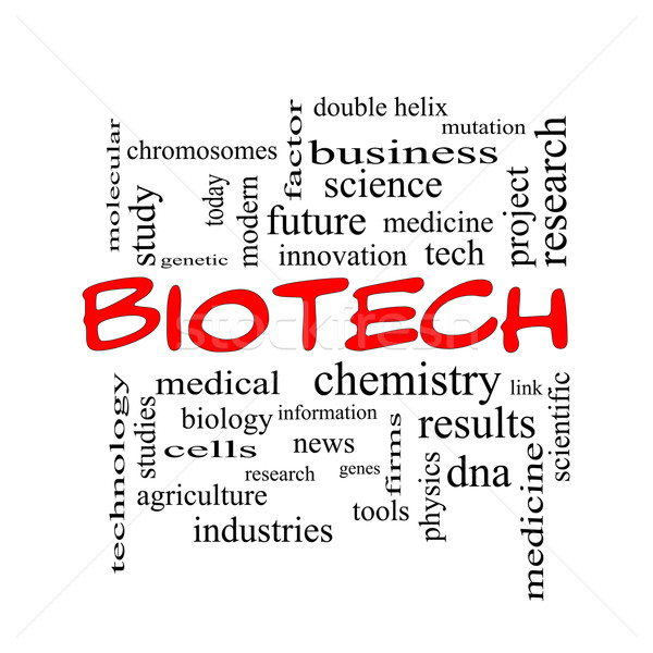 Biotech chmura słowo czerwony medycznych DNA Zdjęcia stock © mybaitshop