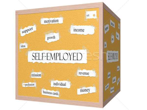 Self-Employed 3D cube Corkboard Word Concept Stock photo © mybaitshop