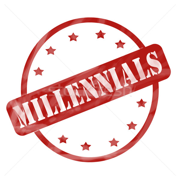 Red Weathered Millennials Stamp Circle and Stars Stock photo © mybaitshop