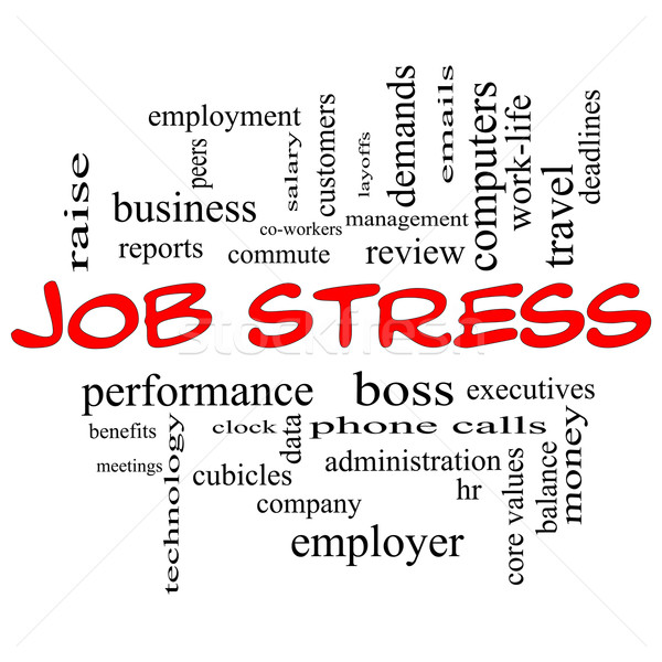 Job Stress Word Cloud Concept in Red Caps Stock photo © mybaitshop