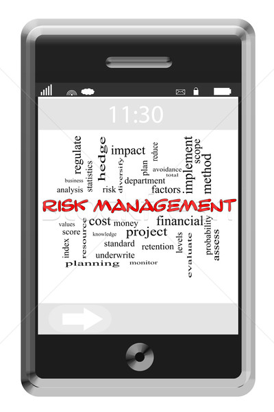 Risk Management Word Cloud Concept on Touchscreen Phone Stock photo © mybaitshop