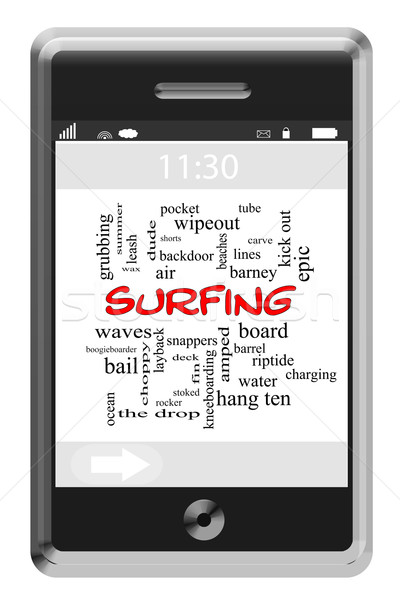 Surfe nuvem da palavra telefone água Foto stock © mybaitshop
