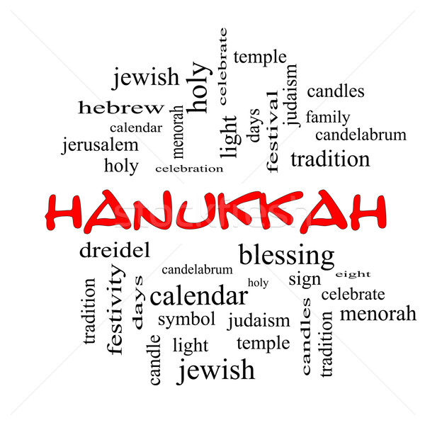 Hanukkah Word Cloud Concept in red caps Stock photo © mybaitshop