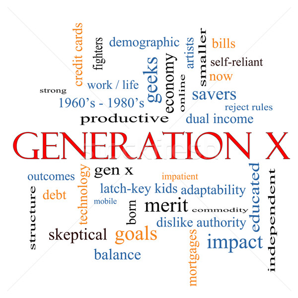Generación x nube de palabras ahora ingresos tecnología Foto stock © mybaitshop
