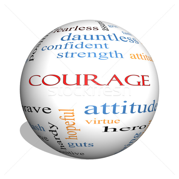 Bátorság 3D gömb szófelhő nagyszerű erő Stock fotó © mybaitshop