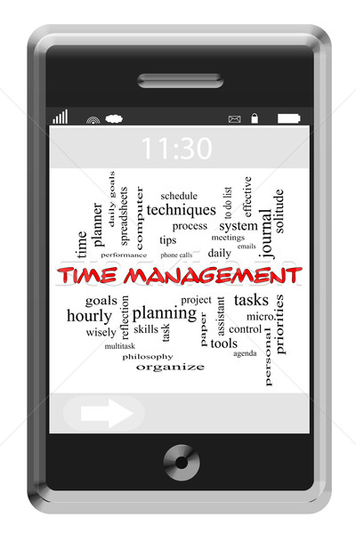 Time Management Word Cloud Concept on Touchscreen Phone Stock photo © mybaitshop