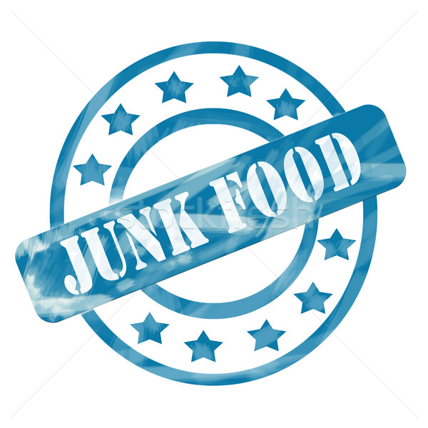 Blue Weathered Junk Food Stamp Circles and Stars Stock photo © mybaitshop