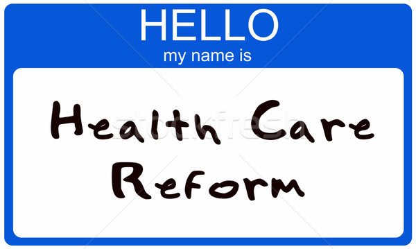 Merhaba benim ad sağlık reform mavi Stok fotoğraf © mybaitshop