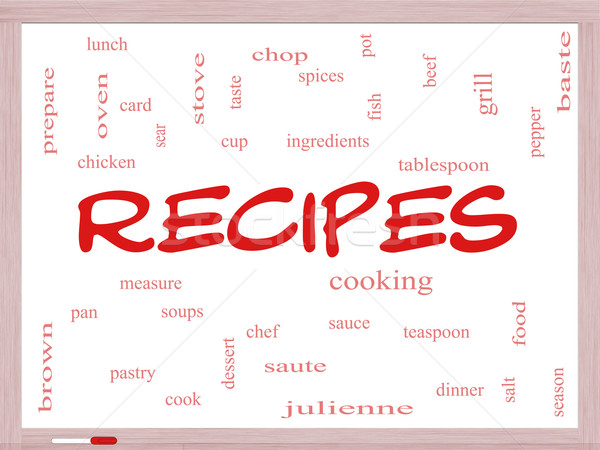 Recipes Word Cloud Concept on a Whiteboard Stock photo © mybaitshop