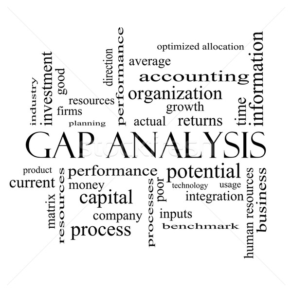 Gap Analysis Word Cloud Concept in black and white Stock photo © mybaitshop