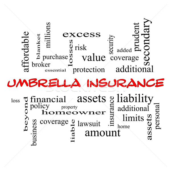 Umbrella Insurance Word Cloud Concept in red caps Stock photo © mybaitshop