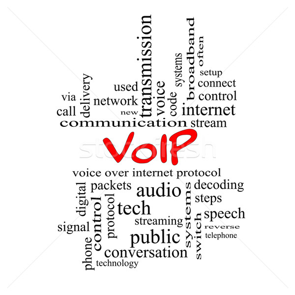 Voip nuvem da palavra vermelho voz internet Foto stock © mybaitshop