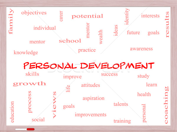 Personal Development Word Cloud Concept on a Whiteboard Stock photo © mybaitshop