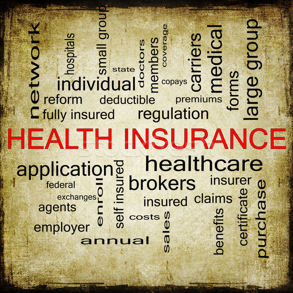 Health Insurance Word Cloud Grunge Concept Stock photo © mybaitshop