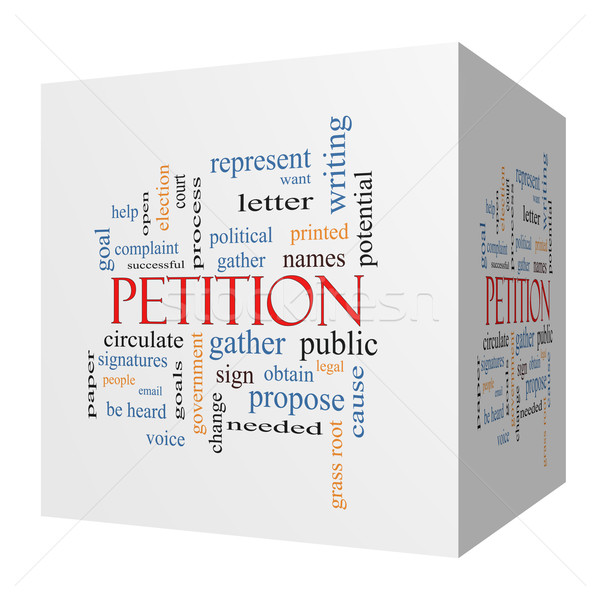 Petizione 3D cubo word cloud carta Foto d'archivio © mybaitshop