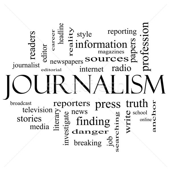 Journalsim Word Cloud Concept in black and white Stock photo © mybaitshop