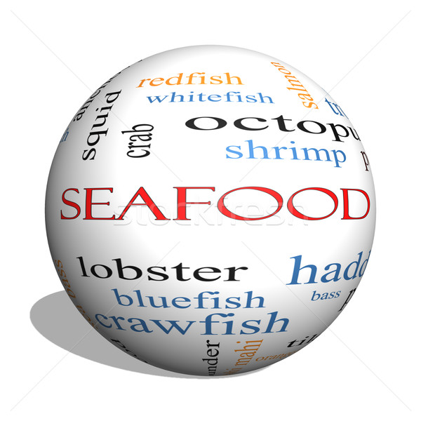 Seafood 3D sphere Word Cloud Concept Stock photo © mybaitshop