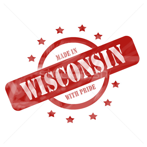 Czerwony wyblakły Wisconsin duma pieczęć kółko Zdjęcia stock © mybaitshop