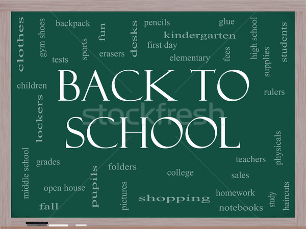 Back to School Word Cloud Concept on a Blackboard Stock photo © mybaitshop